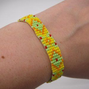 Loom Beaded Bracelet Yellow & Lime Green